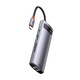 Хъб 6 в 1, Baseus, CAHUB-CW0G, USB-C към 3xUSB 3.0, HDMI, 4K, USB-C PD 100W, RJ45 Алуминиев корпус, Сив