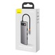 Хъб 6 в 1, Baseus, CAHUB-CW0G, USB-C към 3xUSB 3.0, HDMI, 4K, USB-C PD 100W, RJ45 Алуминиев корпус, Сив