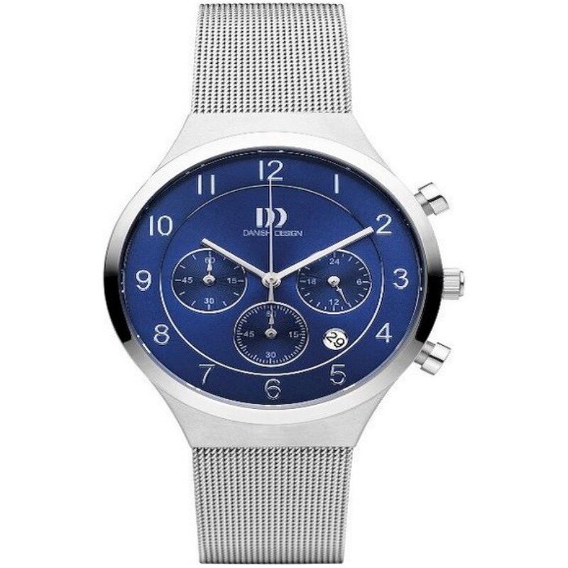 Ceas barbatesc Danish Design IQ68Q1113, Sticla minerala, 40 mm, Otel inoxidabil, Albastru