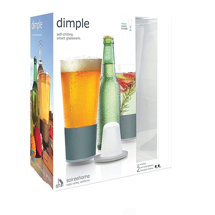 Set 2 pahare cu racitoare, Sticla, 8.9 x 8.9 x 17.8 cm, Transparent