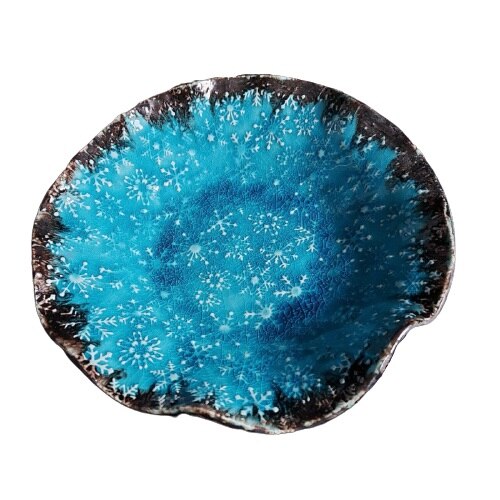 Platou cu margini ondulate, textura fulgi de nea, diametru 23 cm