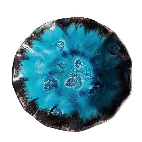 Platou cu margini ondulate textura ghinde, diametru 23 cm