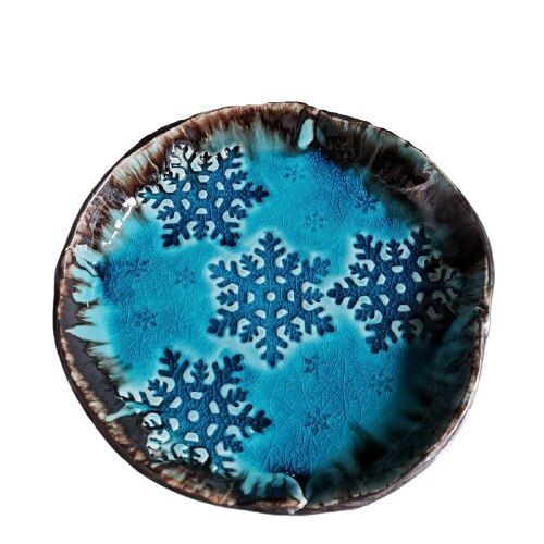 Bol de ceramica cu marginile impachetate diametru 20 cm, textura fulgi mari