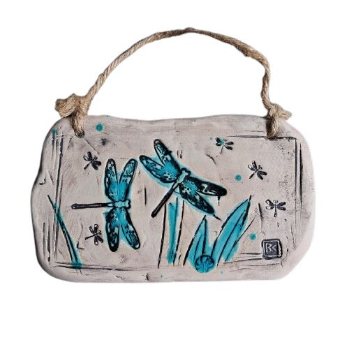 Tablou ceramica de perete cu tema libelule 18x10 cm