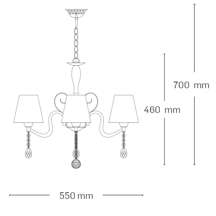 Полилей Erste Equinox, Интериоре, 3x60W Max E27, EL0038242, Черен