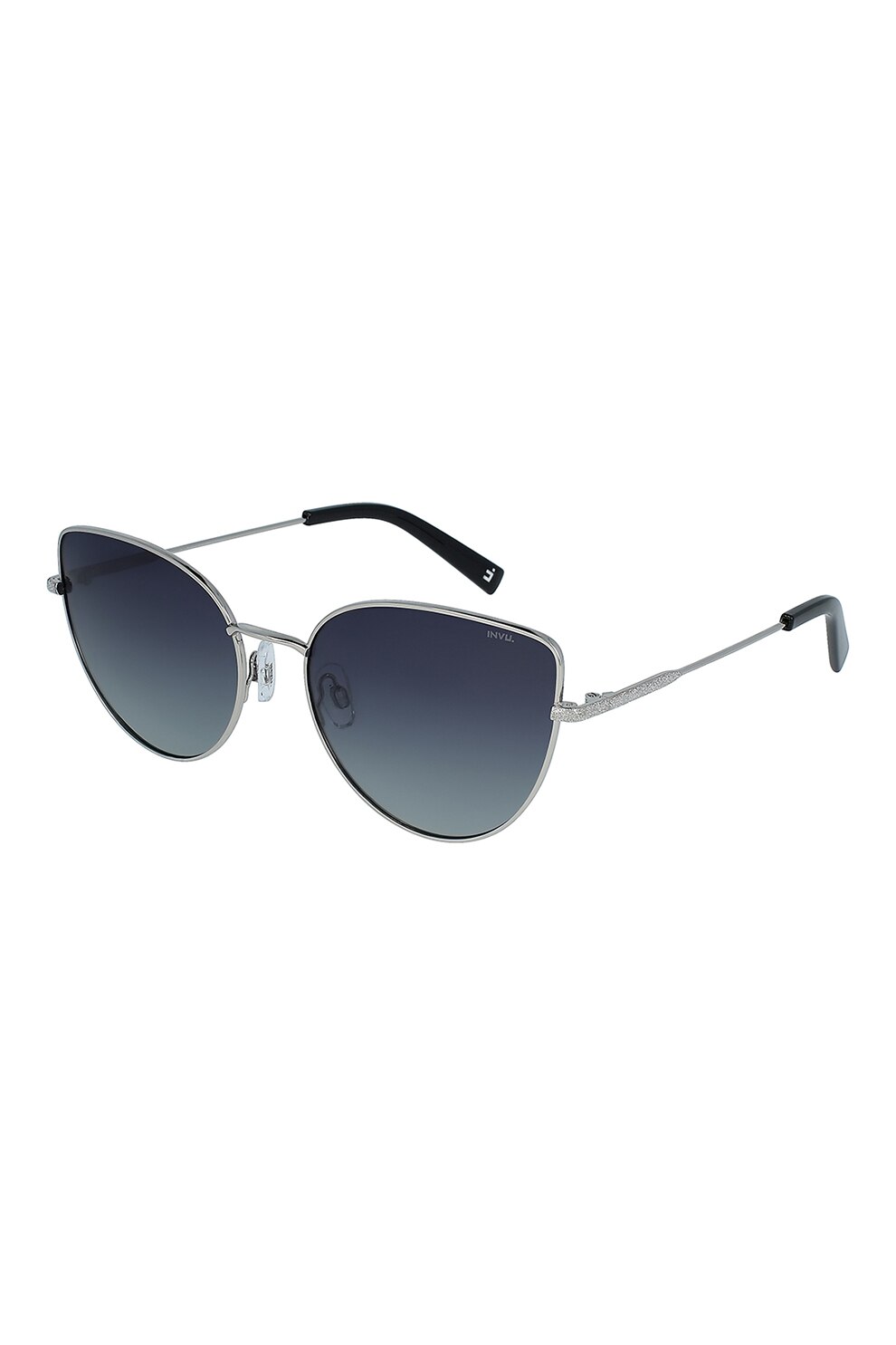 INVU., Ochelari de soare cat-eye ultrapolarizati, Bleumarin/Argintiu, 58-17-145 Standard