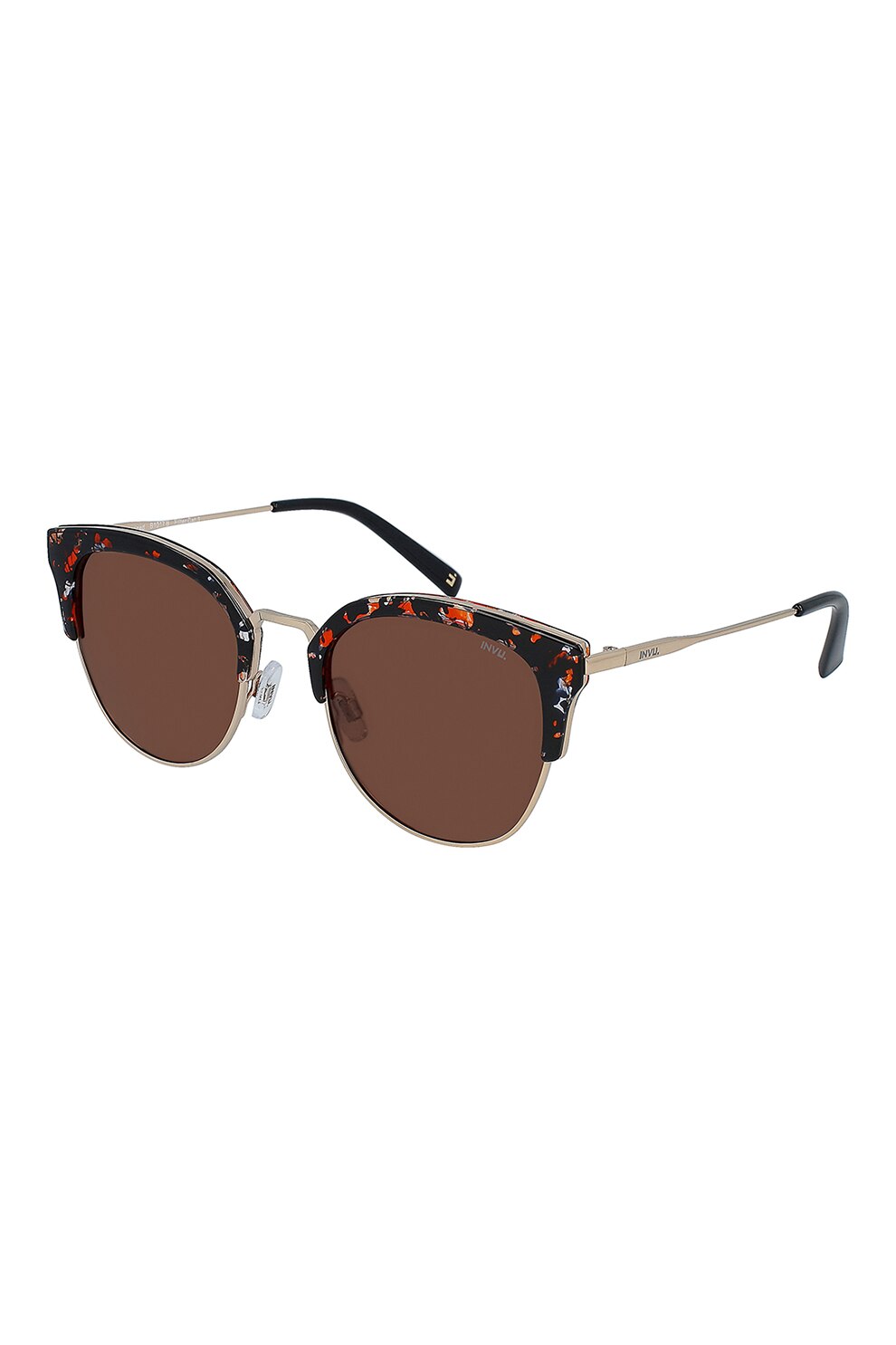 INVU., Ochelari de soare cat-eye ultrapolarizati, Maro inchis/Negru, 52-21-140 Standard