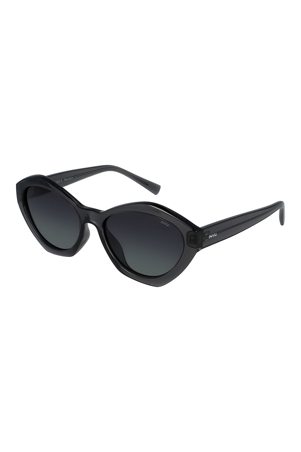 INVU., Ochelari de soare cat-eye polarizati cu detalii logo, Negru, 55-17-139 Standard