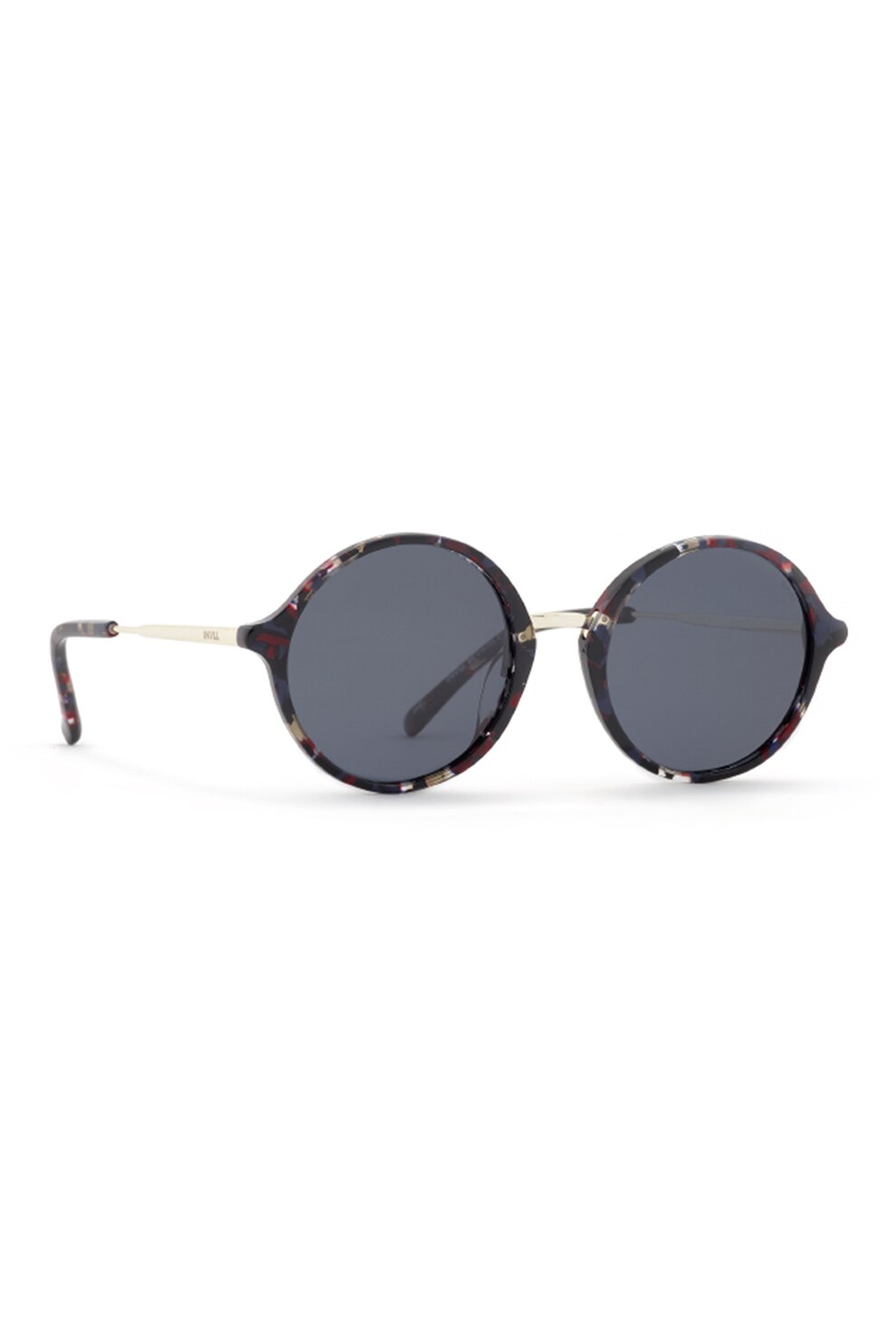 INVU., Ochelari de soare rotunzi ultrapolarizati cu logo, Negru/Rosu, 52-21-148 Standard