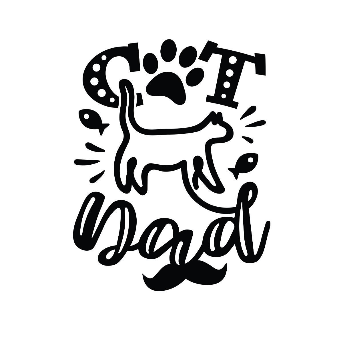 Sticker Decorativ Citat Pisici “Cat Dad”, 47×60 cm, Negru, Oracal