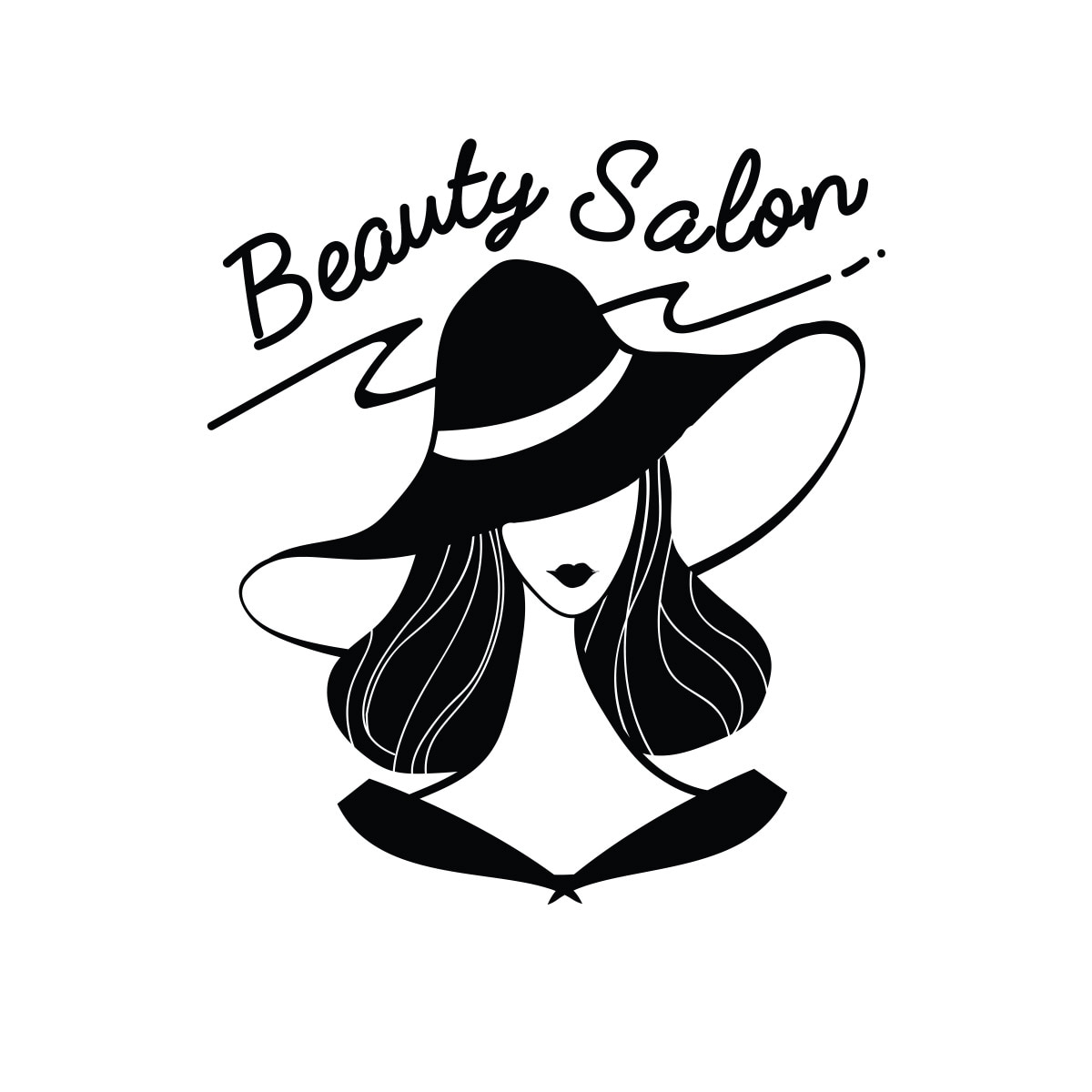 Sticker Decorativ Salon Frumusete “Beauty Salon”, 47×53 cm, Negru, Oracal