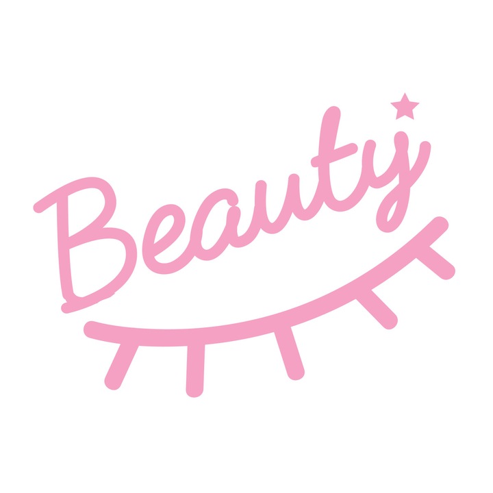 Sticker Decorativ Salon Frumusete “Beauty”, 47×65 cm, Roz, Oracal