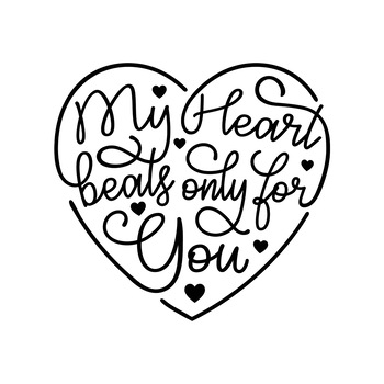 Sticker Decorativ Citat Cupluri “My heart beats only for you”, 47×44 cm, Negru, Oracal Sticker Decorativ Citat Cupluri “My heart beats only for you”, 47×44 cm, Negru, Oracal