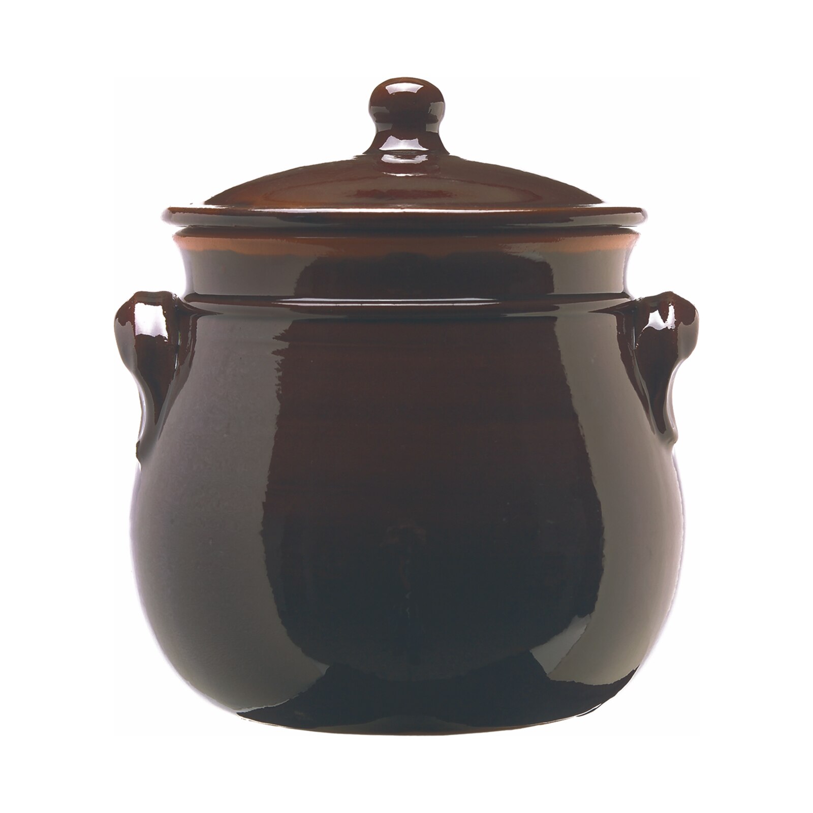 Oala convexa de lut, Fratelli Coli, Brunella, cu Capac, 16 cm