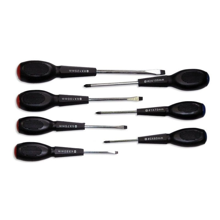 Gumírozott csavarhúzó készlet, 7 db