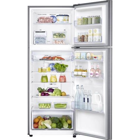 Frigider cu doua usi Samsung RT38K553PS9/EO, 384 l, Clasa E, Full NoFrost, Twin Cooling Plus, Smart Conversion 5-in-1, Compresor Digital Inverter, Display, Iluminare LED, H 178.5 cm, Inox