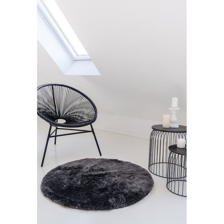 Isabelle Glamour plüss shaggy (dark gray) kerek szőnyeg 67cm Sötét Szürke