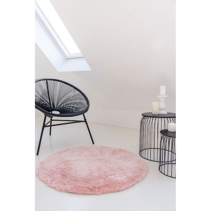 Isabelle Glamour plüss shaggy (puder) kerek szőnyeg 67cm Rózsaszín