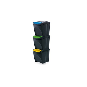 Set de trei cosuri pentru segregarea deseurilor, antracit, 75L Set de trei cosuri pentru segregarea deseurilor, antracit, 75L