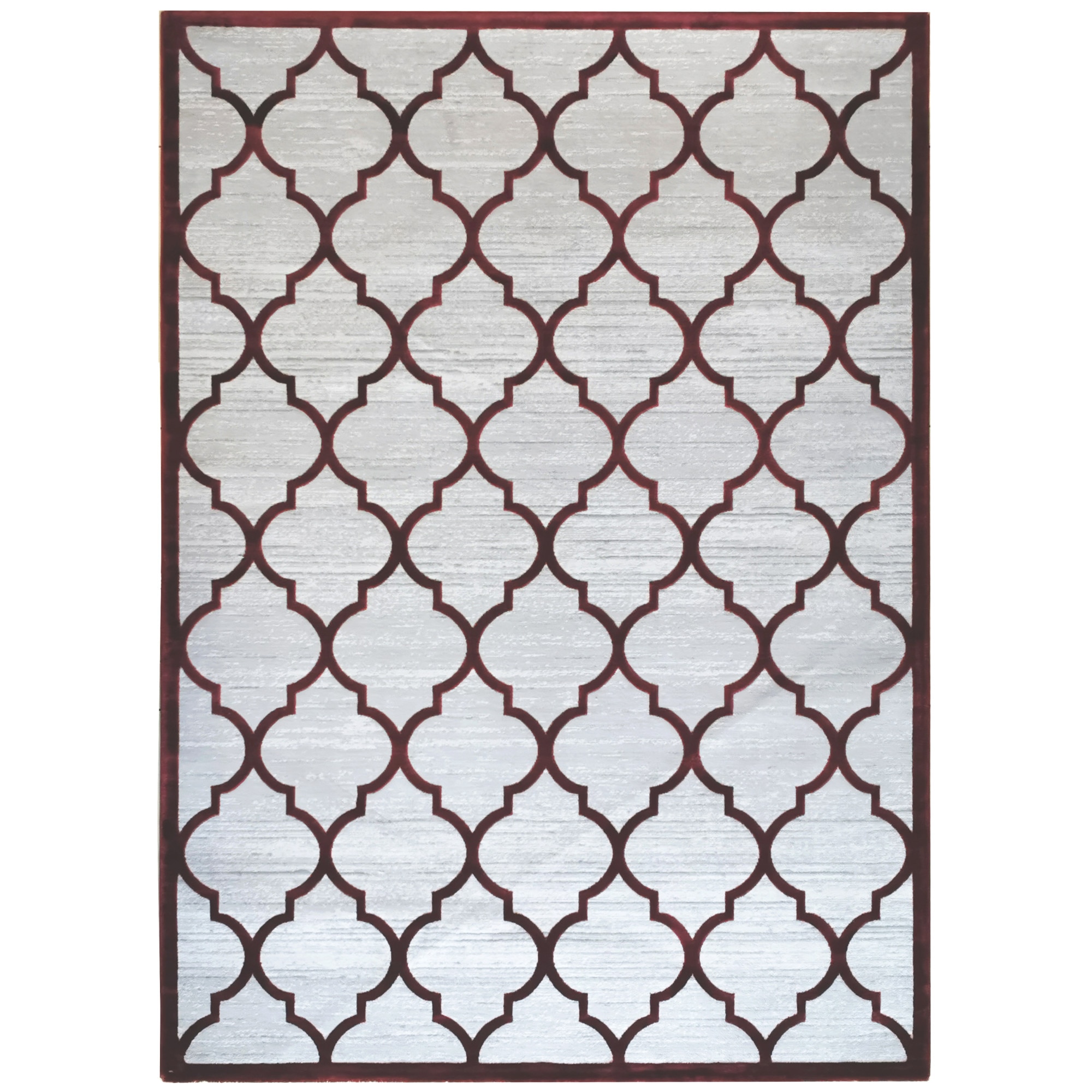 Covor Karacahan Allure 18667B Grey / Red, 160x230 cm, 10 mm inaltime fir, Design geometric