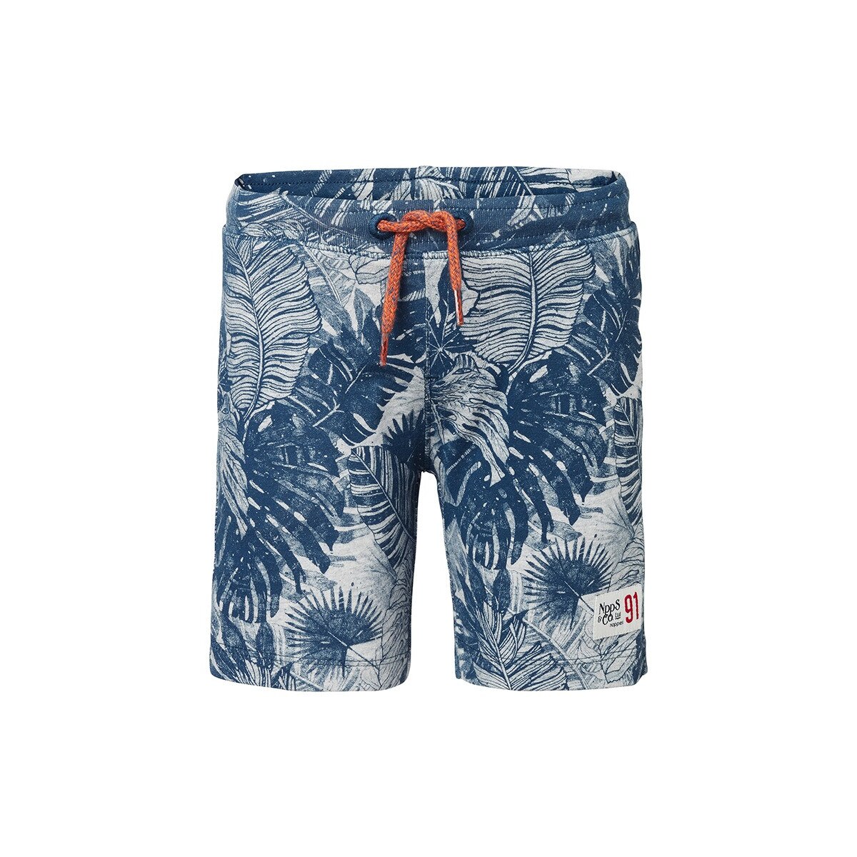 Pantaloni scurti baieti, Noppies, bumbac organic, cu buzunare, imprimeu tropical, Limerick, albastru