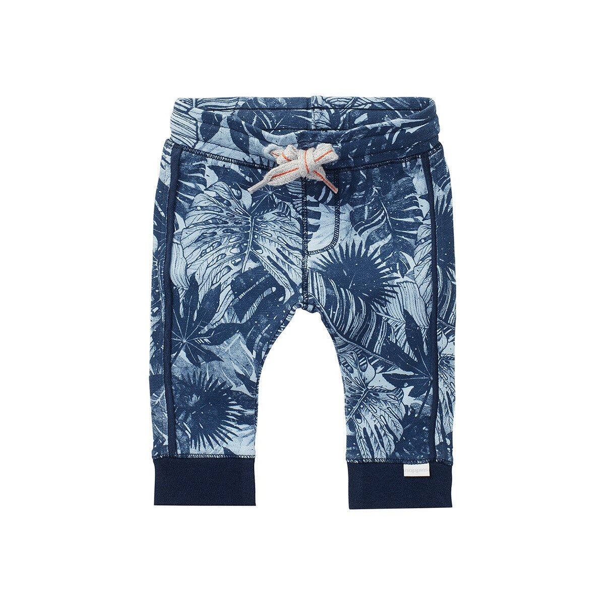Pantaloni copii, Noppies, bumbac organic, imprimeu tropical , cu snur, Thessalon, albastru