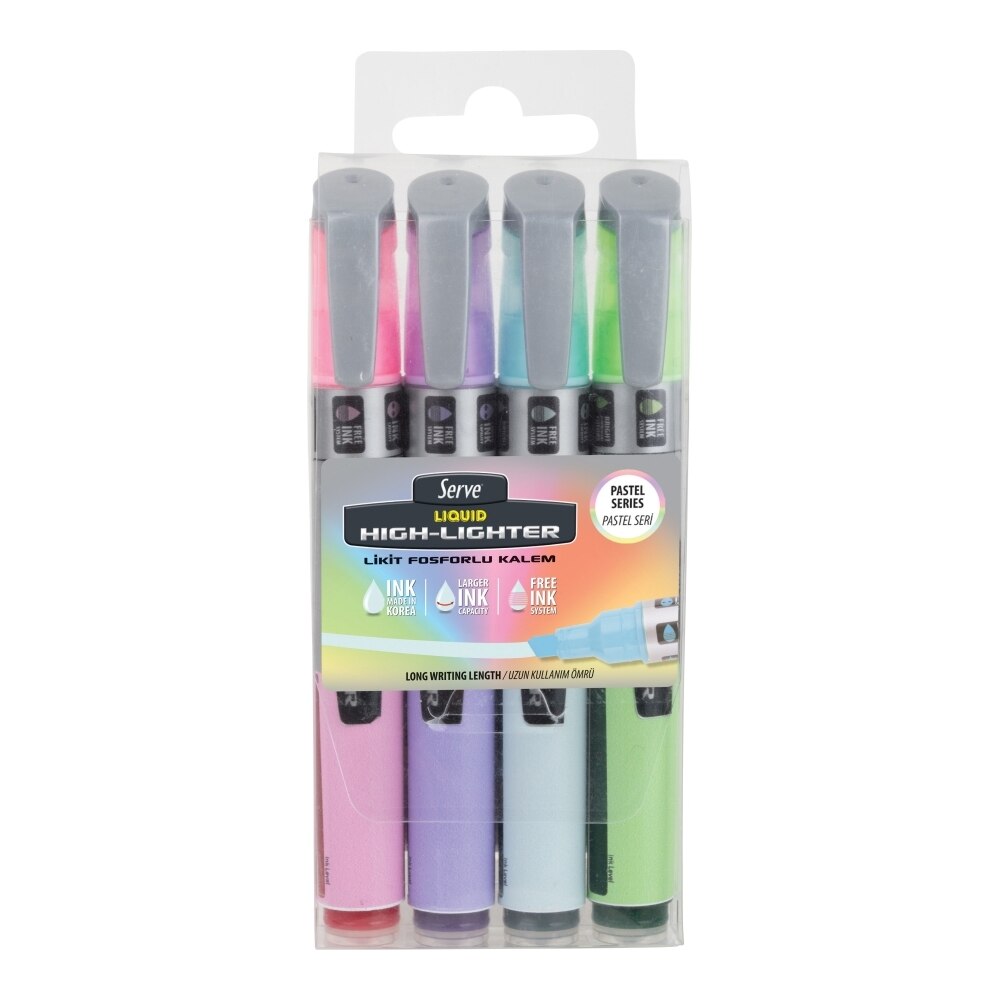 Set 4 Textmarkere cu cerneala lichida, diverse culori pastel