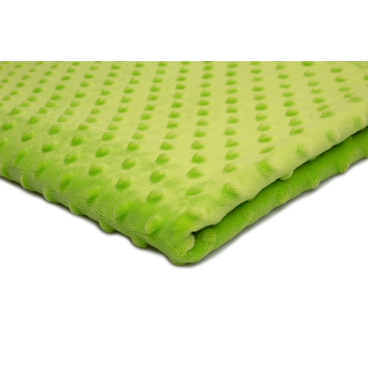 Tricotaje Polare Minky Puncte, Acvamarin 50 cm x 155 cm