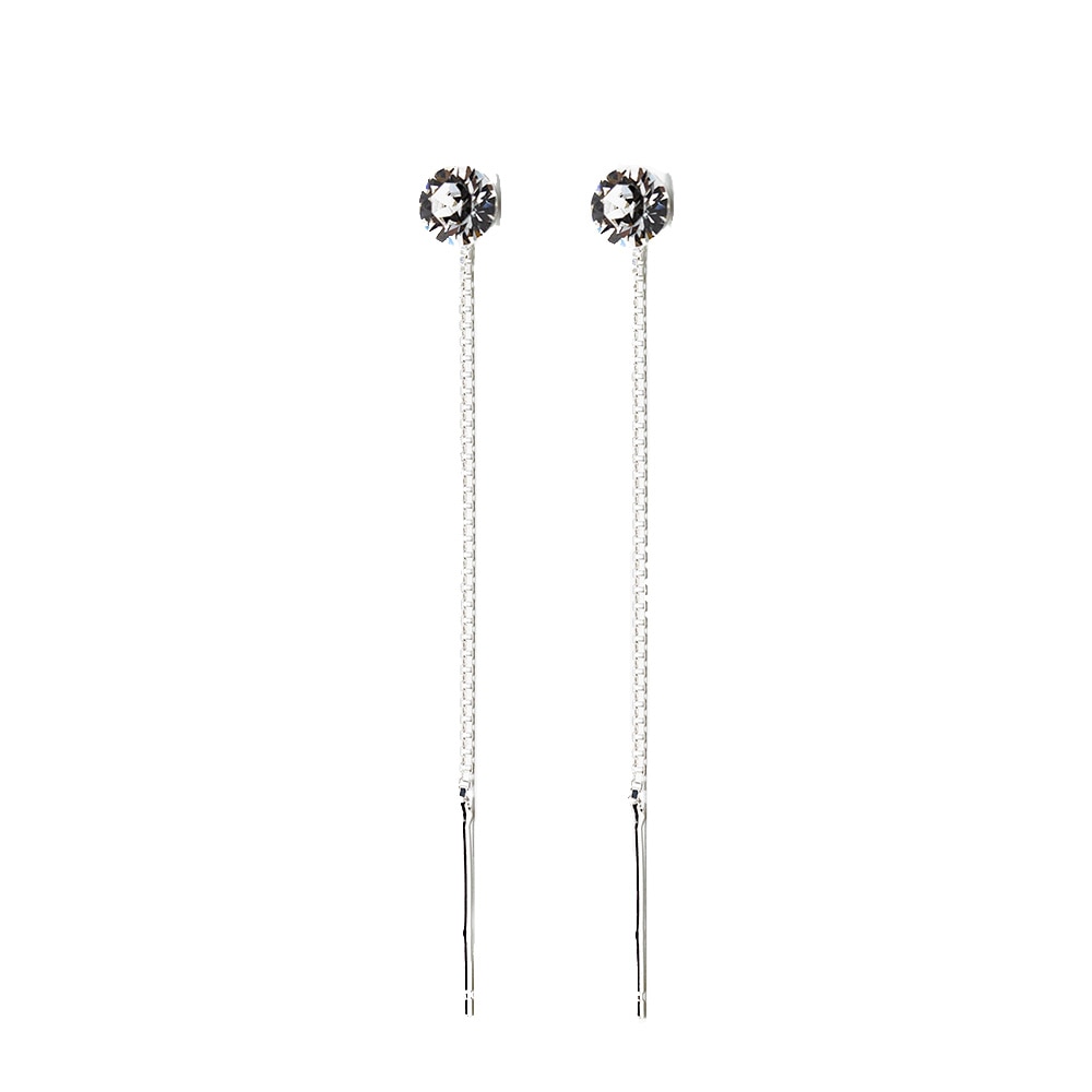 Cercei Belmondo cu cristale xirius, cu lant, 6mm, Crystal, argint 925