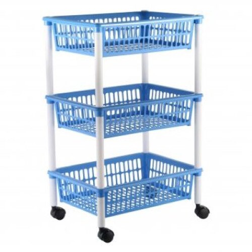 Raft depozitare plasic cu 3 cosuri - Cassatex, albastru 40 x 64 x 30 cm.