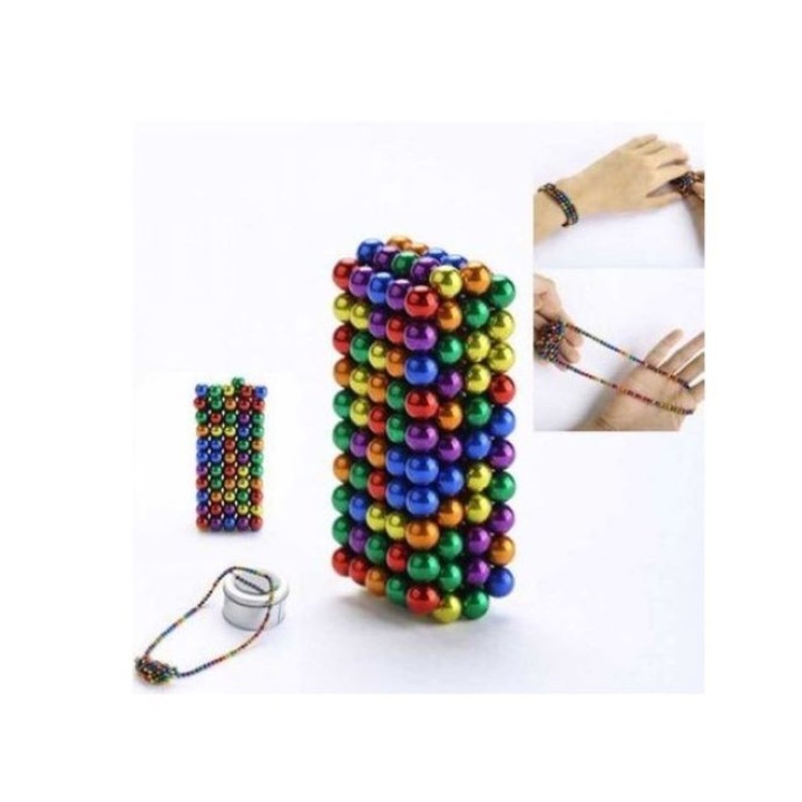 Bile Magnetice multicolore ,Constructii 3D,Elemente magnetice antistres, 216 bile, + 3 ani, viMAG ®