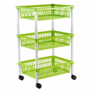 Raft depozitare plasic cu 3 cosuri - verde 40 x 64 x 30 cm Raft depozitare plasic cu 3 cosuri - verde 40 x 64 x 30 cm