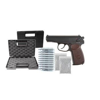 Pistol Airsoft Makarov Full Metal si 10 C02, 1000 bile de precizie Si Cutie de transport Pistol Airsoft Makarov Full Metal si 10 C02, 1000 bile de precizie Si Cutie de transport