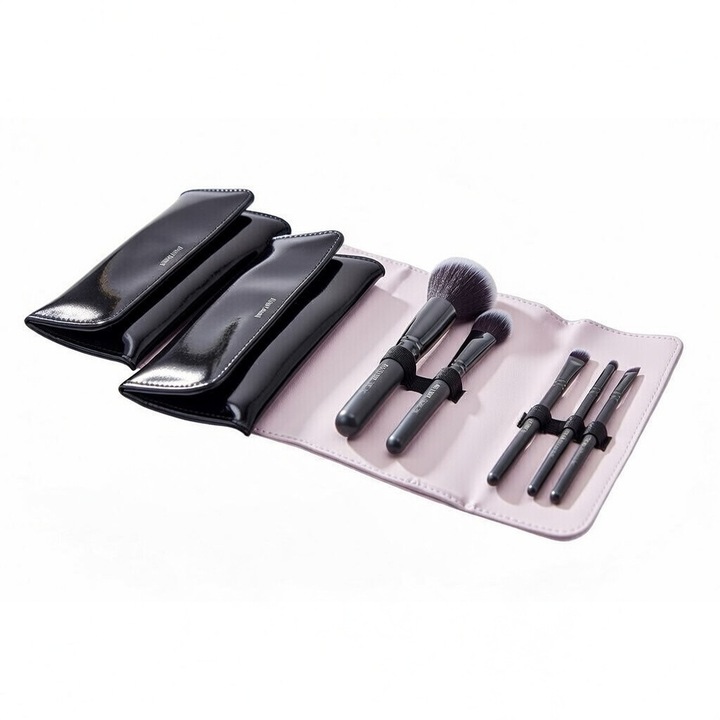 Set pensule machiaj ochi si ten BETER Black Day to Night Collection cu geanta machiaj