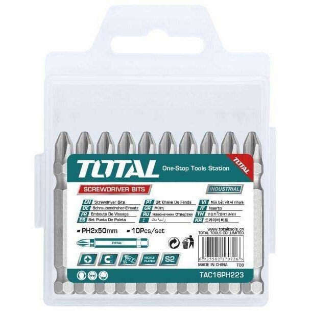 Bit Total, PH2, 50mm, 10 buc/set (INDUSTRIAL)