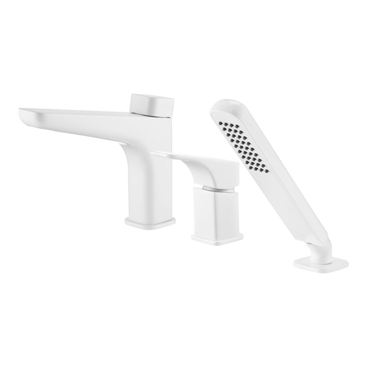 Deante BQH_A13M Hiacynt Bianco egykaros kád és zuhany csaptelep, 3 részes kivitel, 15-19.8 l/perc vízátfolyás, fehér