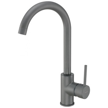 Baterie bucatarie Deante Nemezja, monocomanda, cu aerator, cartus ceramic, clasa debit Z 4-9 l/min, furtunuri racordare incluse, Antracit