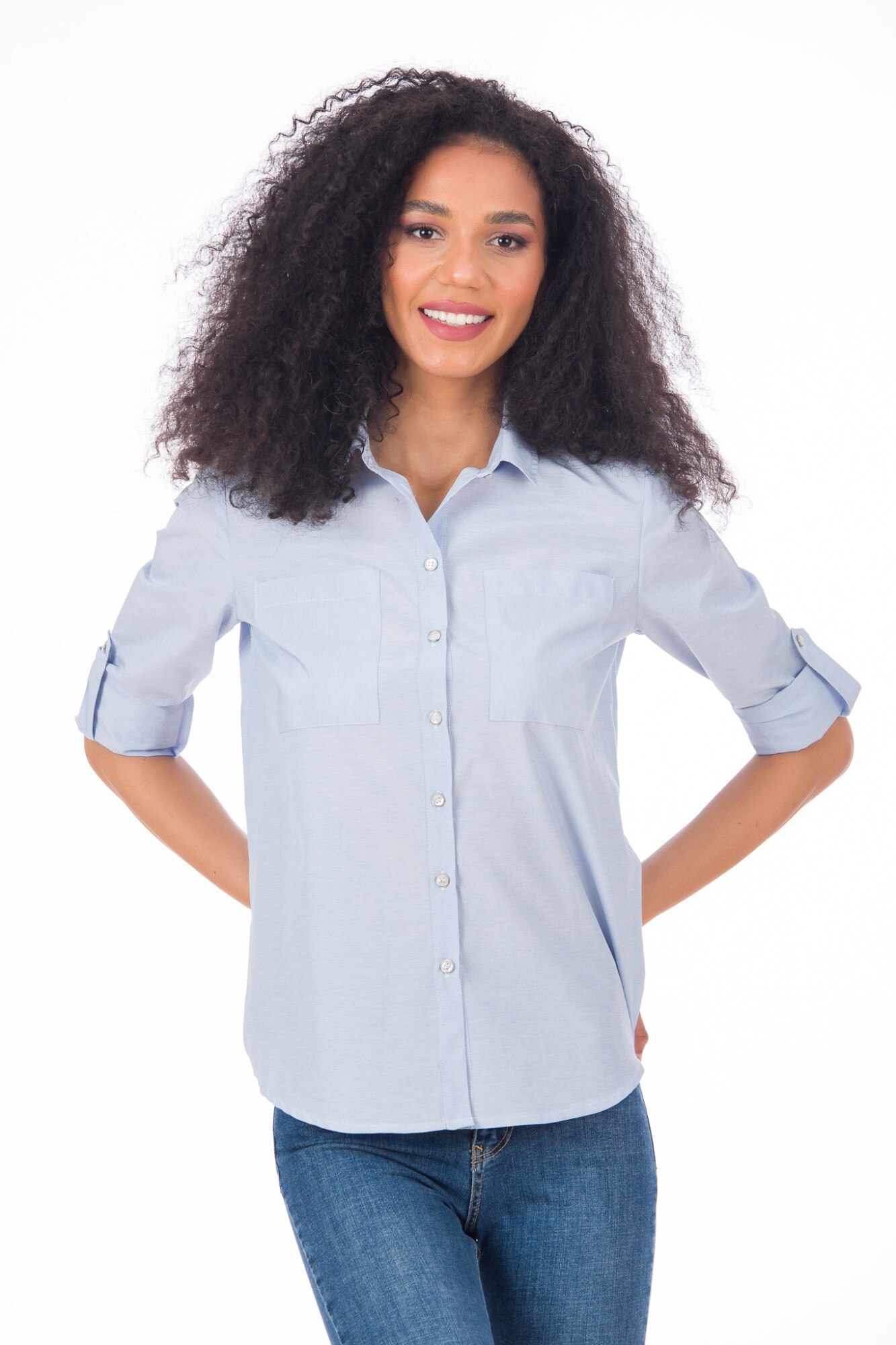 Camasa BE YOU, bleu, model clasic, Bleu