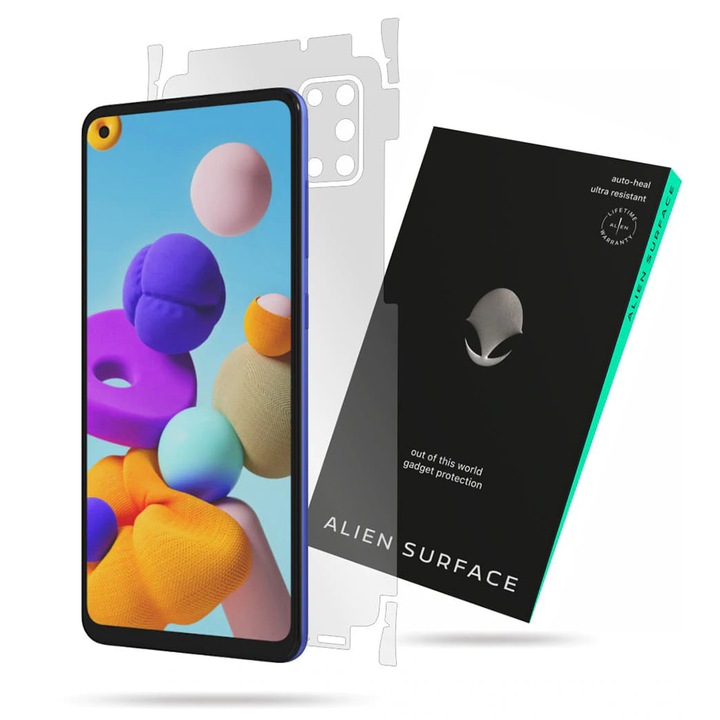 Fólia Samsung Galaxy A21s-hez, Képernyő+Élek+Hát, K197, Átlátszó