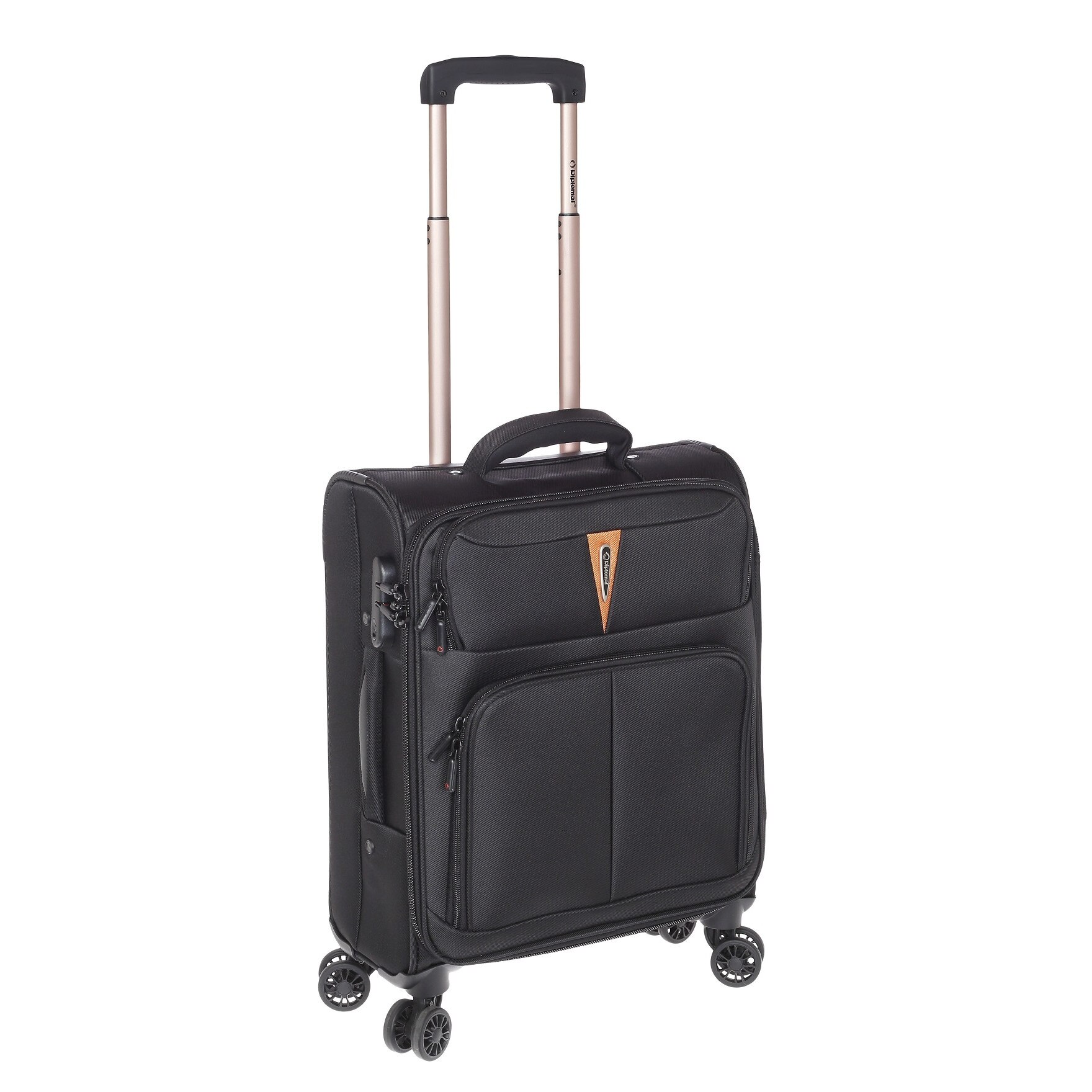 Troler Cabina, Diplomat, Poliester, 4 Roti Duble, ZC 6101 - 55 cm, Negru