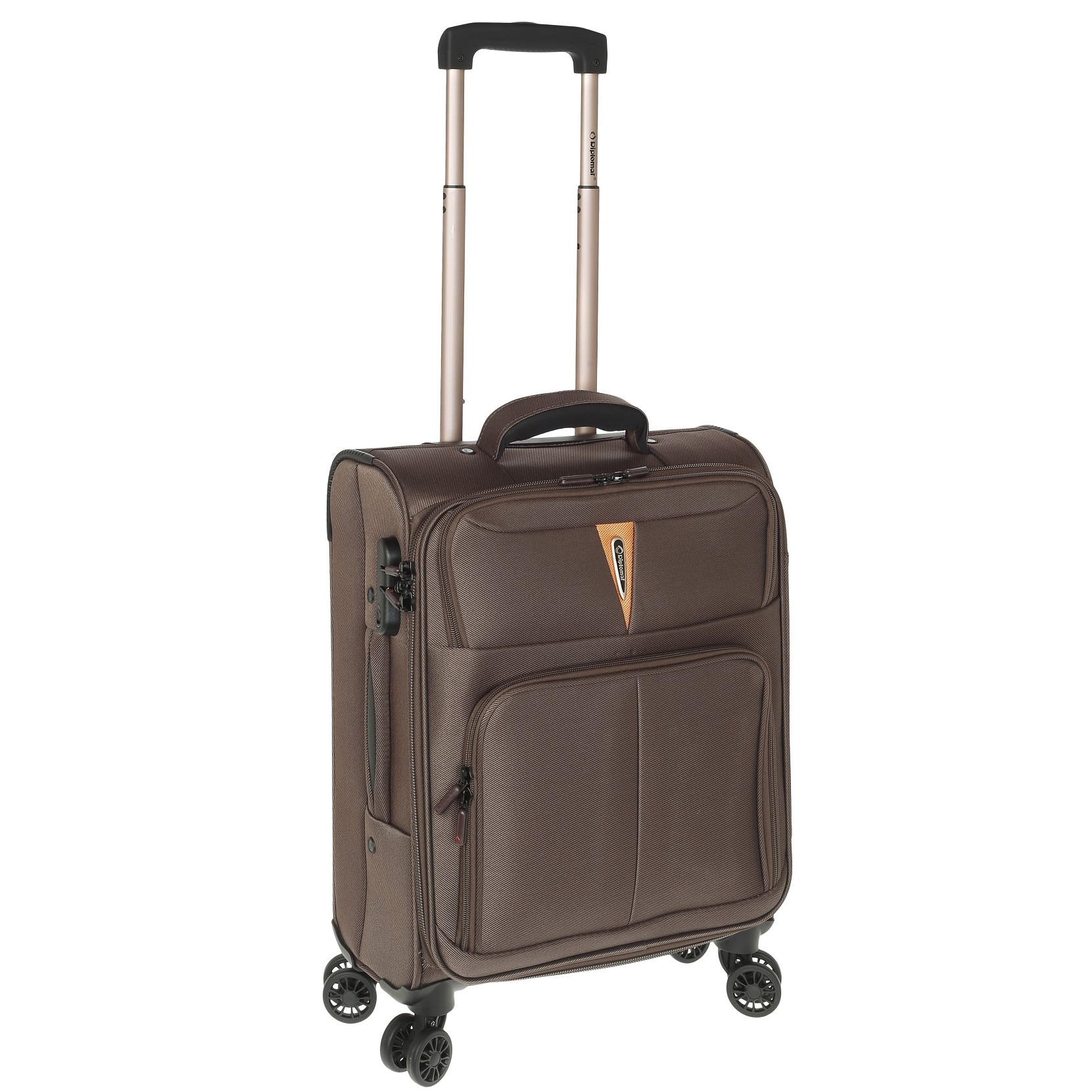 Troler Cabina, Diplomat, Poliester, 4 Roti Duble, ZC 6101 - 55 cm, Maro