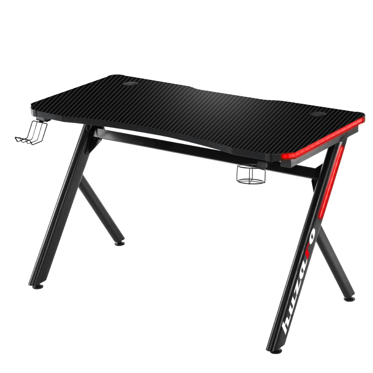 Birou gaming Huzaro Hero 4.5, 120 x 60 x 76 cm, LED RGB, Metal/HDF, Negru