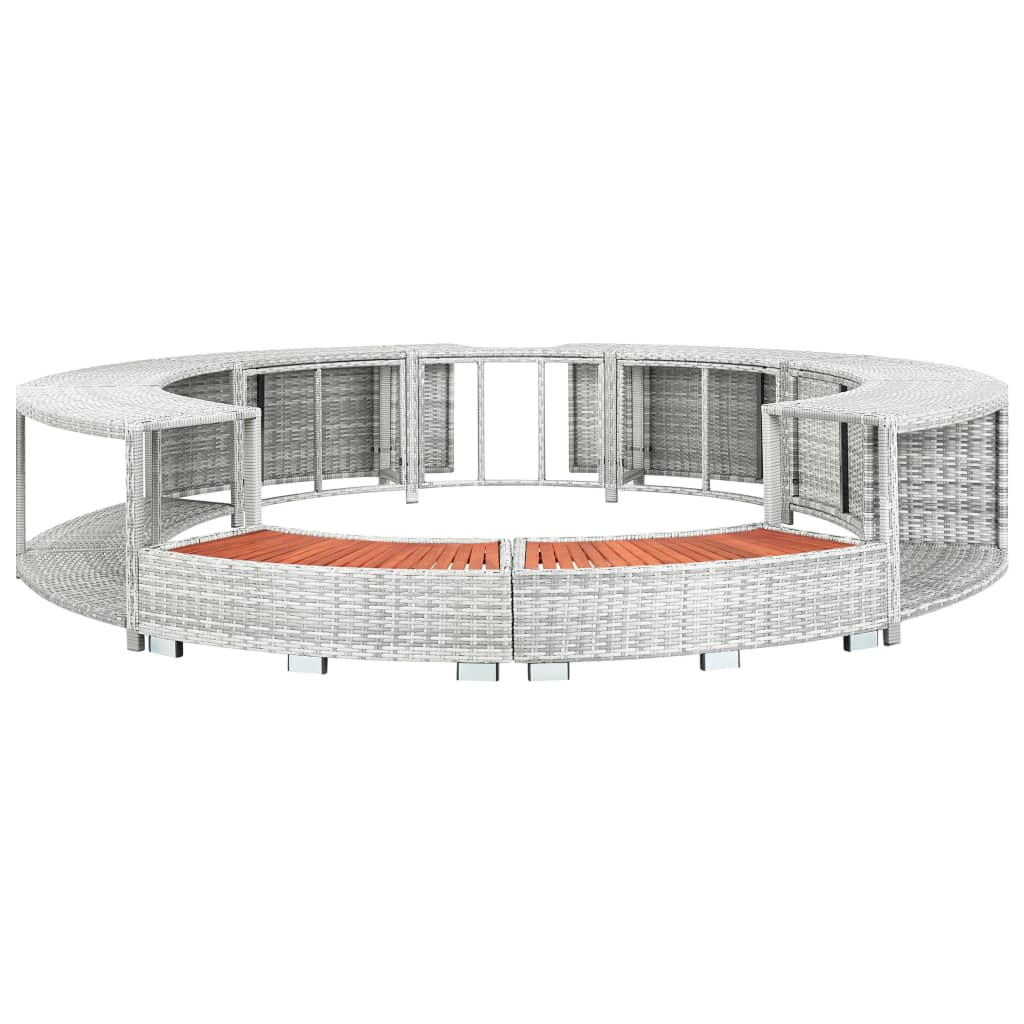 Mobila/cadru de jacuzzi vidaXL, Poliratan-aluminiu, 283 x 53 cm, Gri deschis