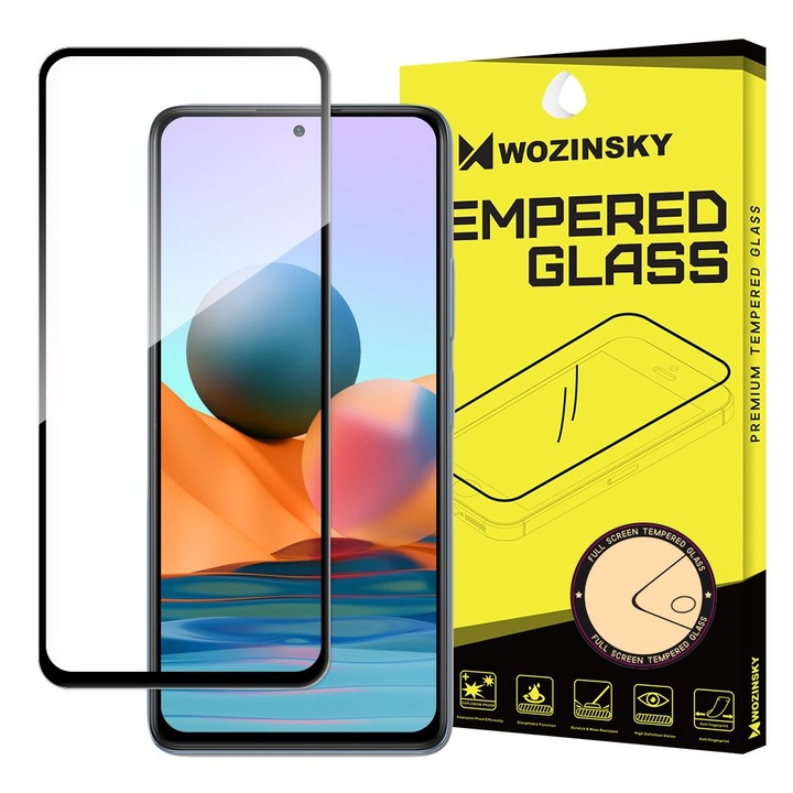 Стъклен Протектор Wozinsky за Xiaomi Redmi Note 10 Pro, Закалено стъкло, Черен