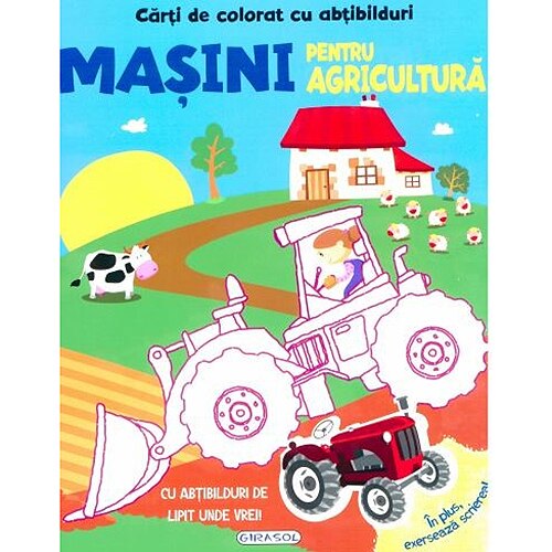 Carti de colorat cu abtibilduri-Masini pentru agricultura