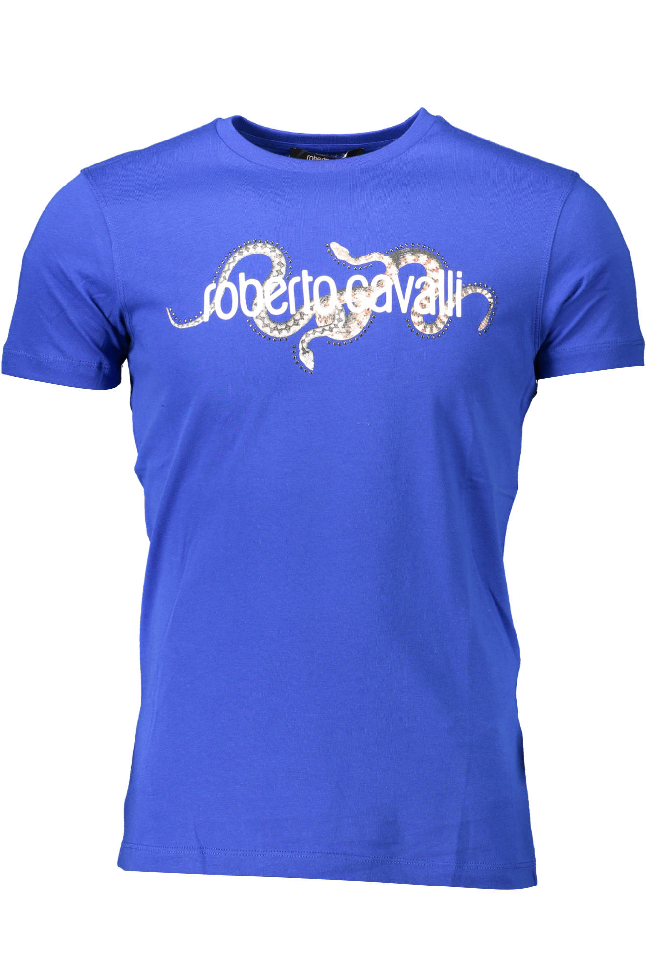 Tricou Barbati, ROBERTO CAVALLI, 9101713, Logo, Albastru, Albastru