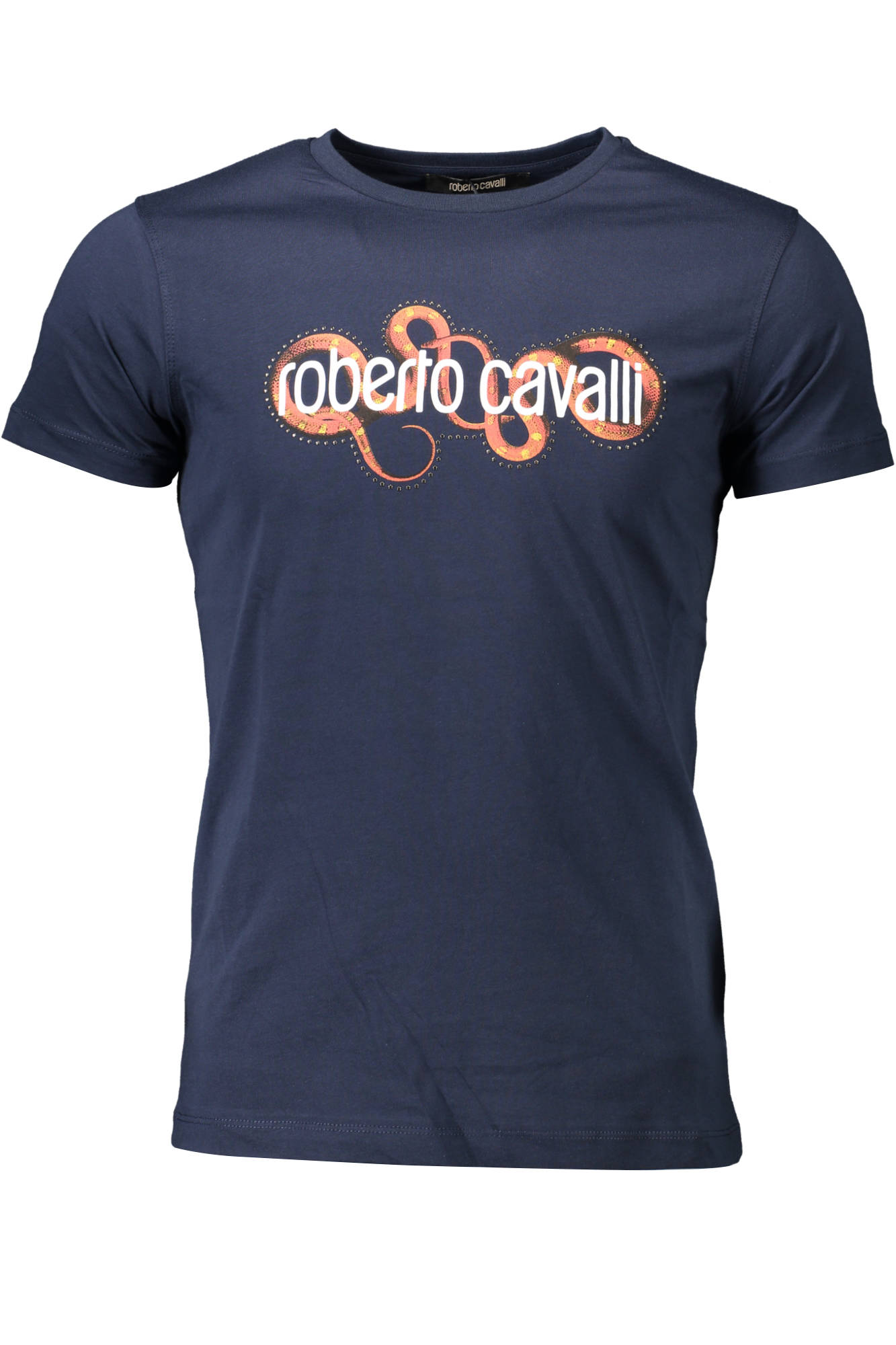 Tricou Barbati, ROBERTO CAVALLI, 9101705, Logo, Albastru, Albastru