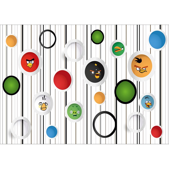 Fototapet copii Angry Birds, premium, multicolor, 200 x 300 cm