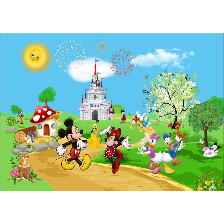 Fototapet copii Disney Mickey and Friends, autoadeziv, multicolor, 200 x 300 cm
