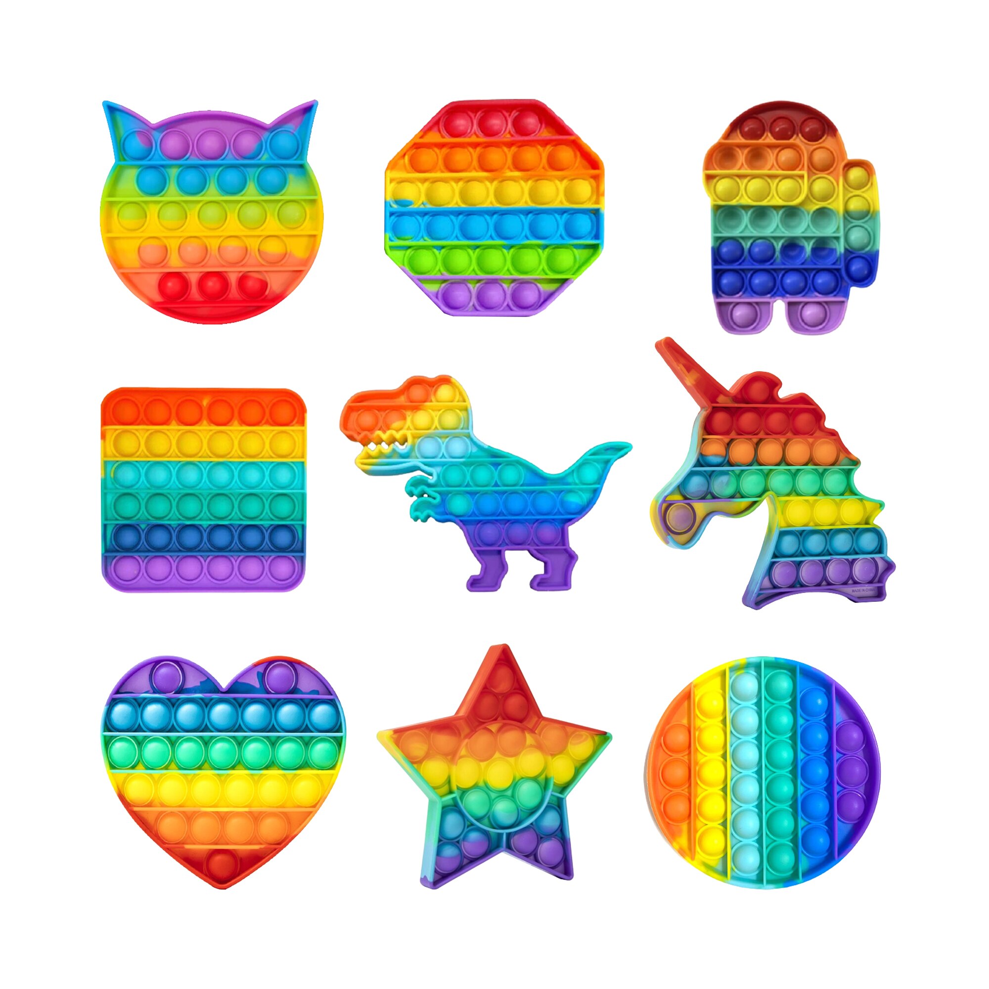 Set POP IT Zenuk® x9 - Antistres, Silicon Moale, Multicolor